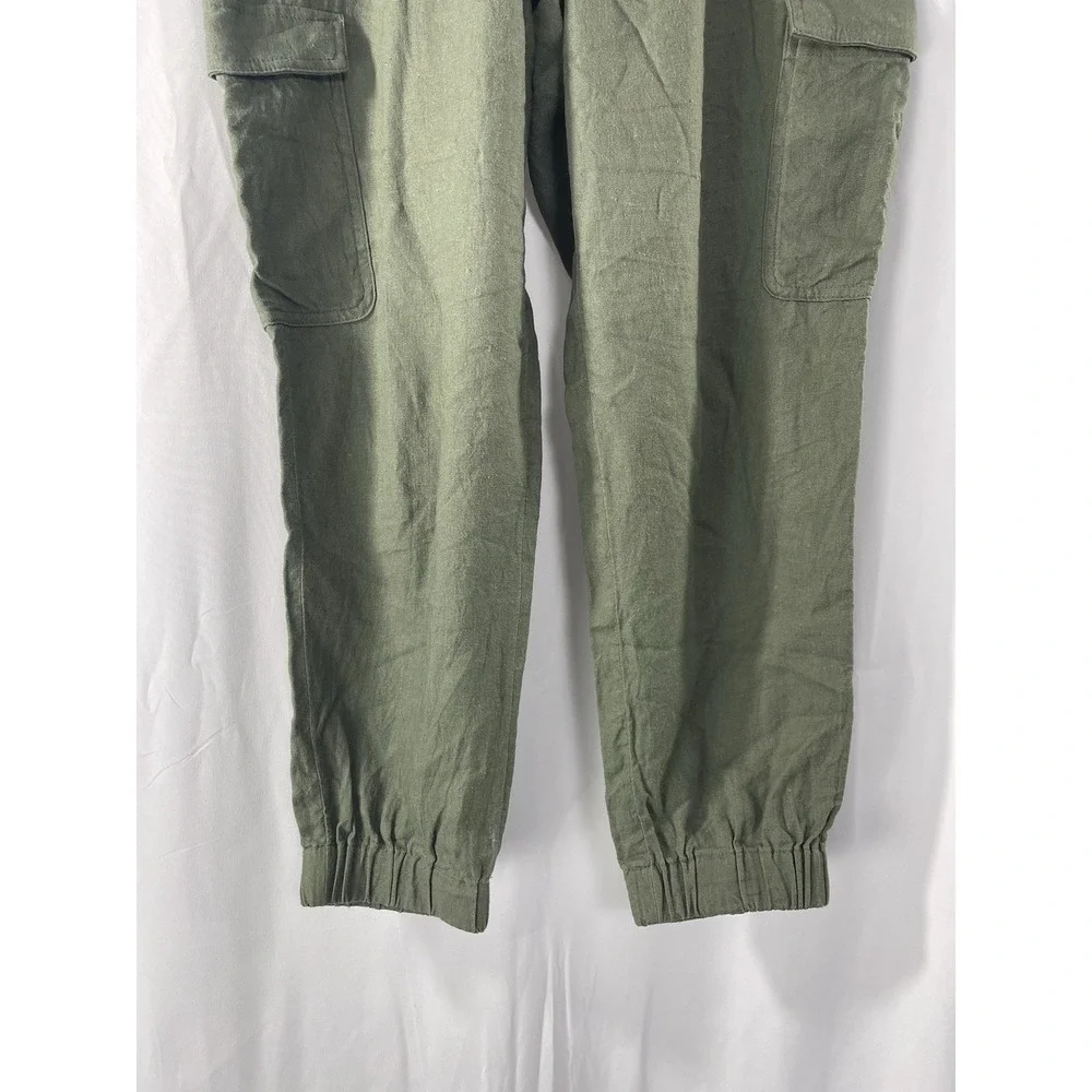Banana Republic Women's Olive Green Linen Blend Cargo Drawstring Jogger Medium